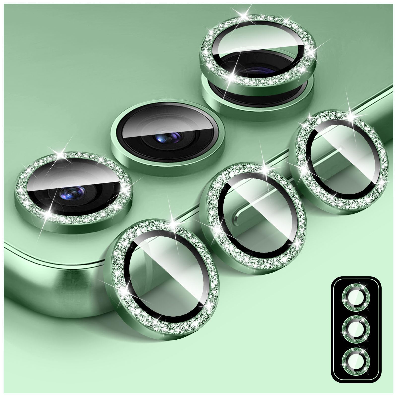 【送料無料】Samsung Galaxy S24 Ultra用キラキラカメラレンズプロテクター、LucBuy 9H強化ガラスカメラカバースクリーンプロテクター、グリッター簡単にインストールできます自動調整個別メタルリングフィルムステッカー電話アクセサリ サイズ：Samsung Galaxy S25 Plus