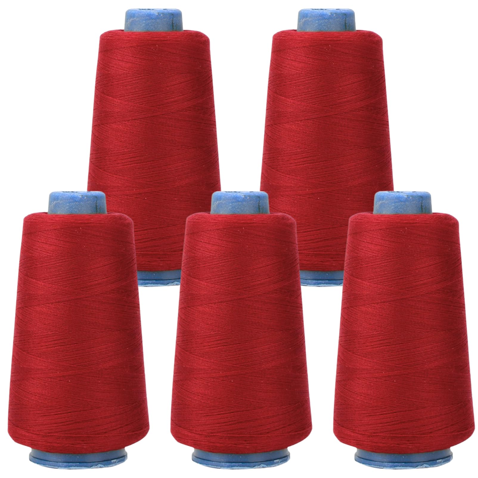 【送料無料】COZENTA ミシン糸 裁縫糸 40/2 ポリエステル製 2285m(2500ヤード)巻き 5個セット 色：レッド