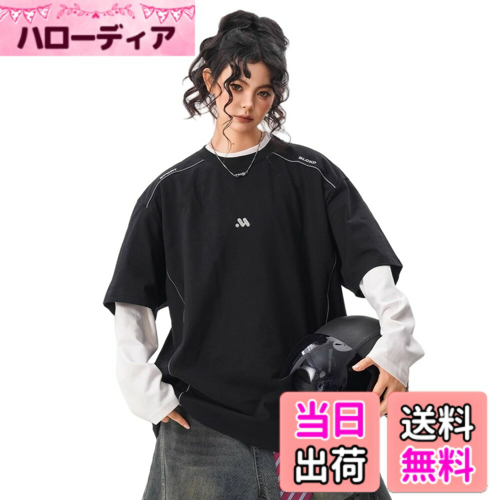 樂天商城 - 【送料無料】[xppe] Tシャツ レディース ロゴT アメリカン 半袖 ゆったり カットソー カウルネック トップス 薄手 シンプル 大きいサイズ おしゃれ カジュアル 無地 春 夏 男女兼用 色：ブラック、サイズ：L