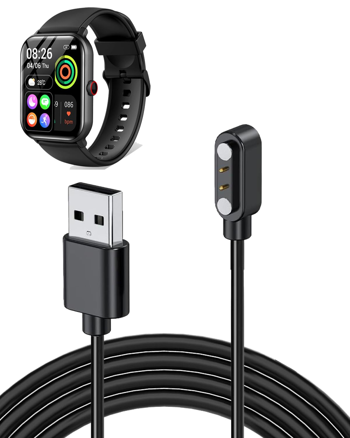 【送料無料】対応 スマートウォッチ 充電ケーブル 充電器 USB-Aコネクタ 携帯充電器 超高耐久 1m長さ ..