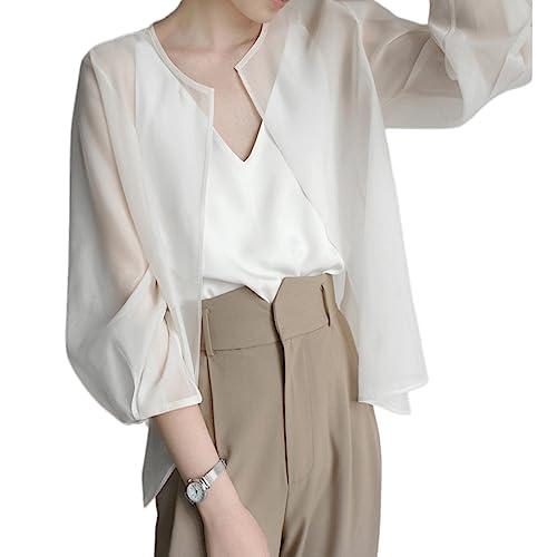 【送料無料】[Vincent house] UVカット カーディガン レデイース シフォン 長袖 ショート丈 薄手 日焼..