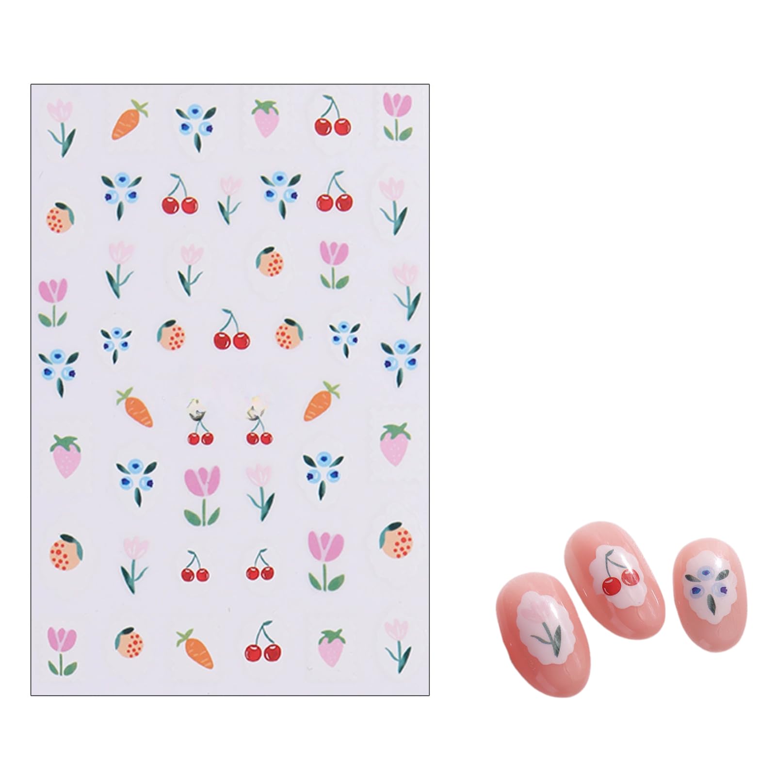 【送料無料】EZ PEACH ネイルシール リボン ネイルステッカー リボン 立体 さくらんぼ 可愛い ネイル用シール 3d 透明 蝶結び 自己粘着 色：さくらんぼ/落書き