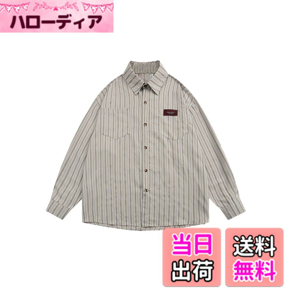 Leotards - 【送料無料】[maytopia] オーバーサイズ シャツ メンズ 長袖 ストライプ柄 薄手 カジュアル トップス 通勤 通学 春秋 夏 冷房対策 ゆったり CS52 色：グレー、サイズ：M
