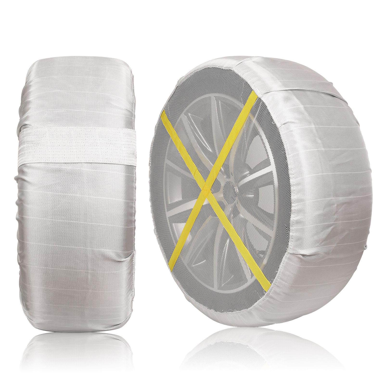 【送料無料】MOOKXUU 布製 タイヤチェーン 非金属 チェーン スノーソック スノータイヤチェーン 駆動輪2本分 振動無し 騒音無し タイヤを傷まない タイヤ 滑り止め ジャッキアップ不要 インストールが簡単 雪道・凍結・砂道・泥道 冬の必需品 軽自動 サイズ：28*27*7 CM