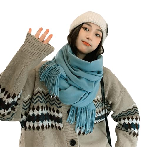 【送料無料】[LEZOOY] マフラー レディース 無地 やわらかい ストール 温かい 軽い防風防寒 厚手 マフラー 裏起毛 ネックウォーマー 冷え対策 大判 秋冬 パーティー 冷房対策 スキー 男女兼用 200*70CM 色：バルサミコグリーン、サイズ：Free Size