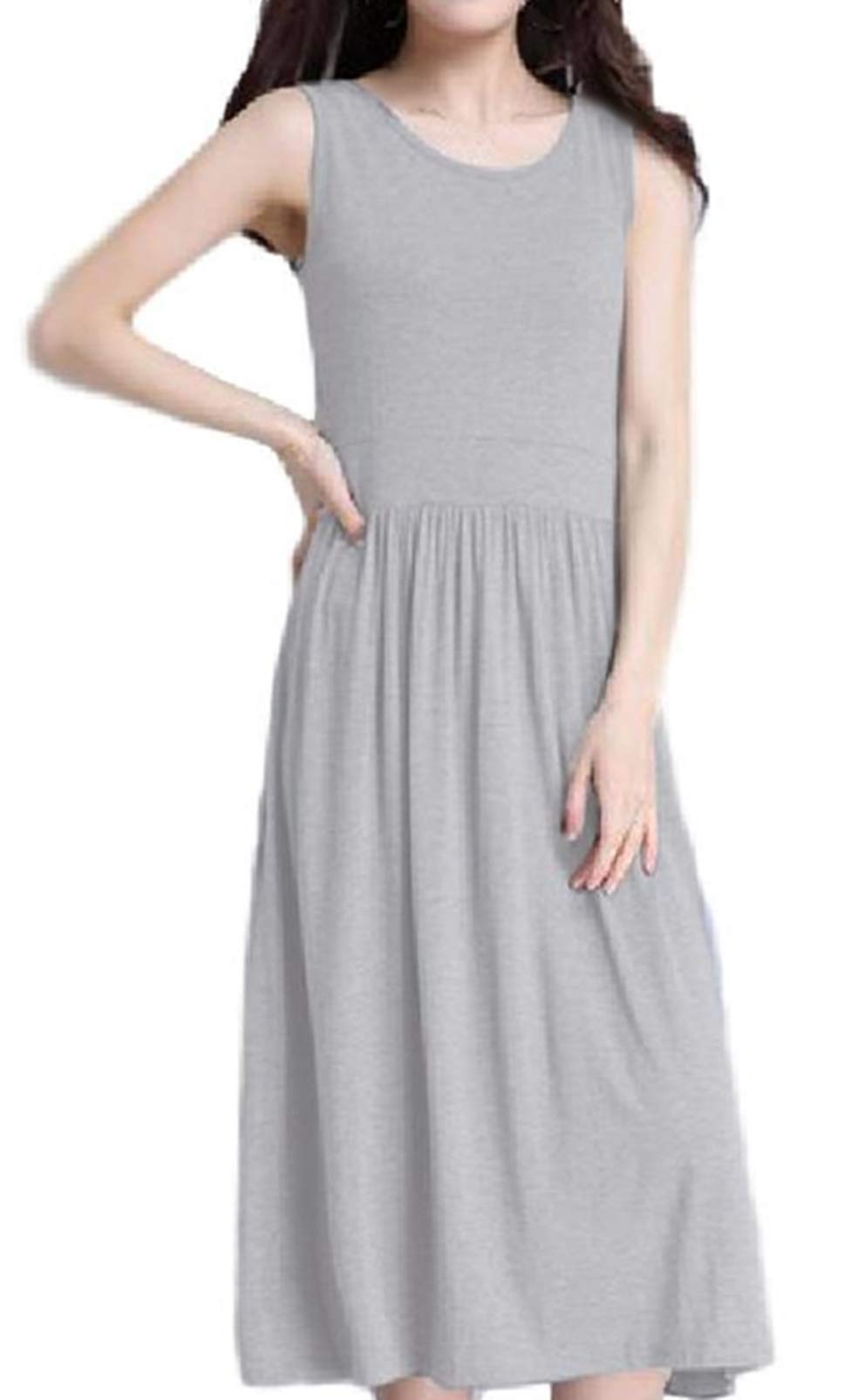 【送料無料】(トーアソーア) ノースリーブ マキシワンピース ロング丈 ワンピース 色：ライトグレー、サイズ：Free Size