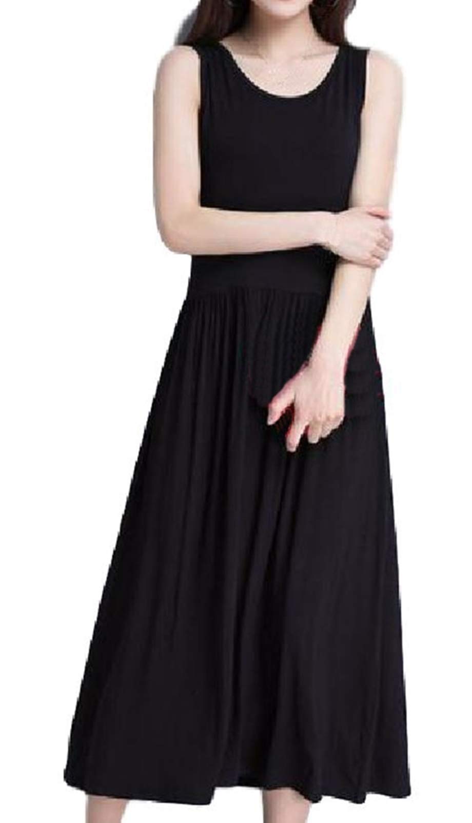 【送料無料】(トーアソーア) ノースリーブ マキシワンピース ロング丈 ワンピース 色：03.黒、サイズ：Free Size