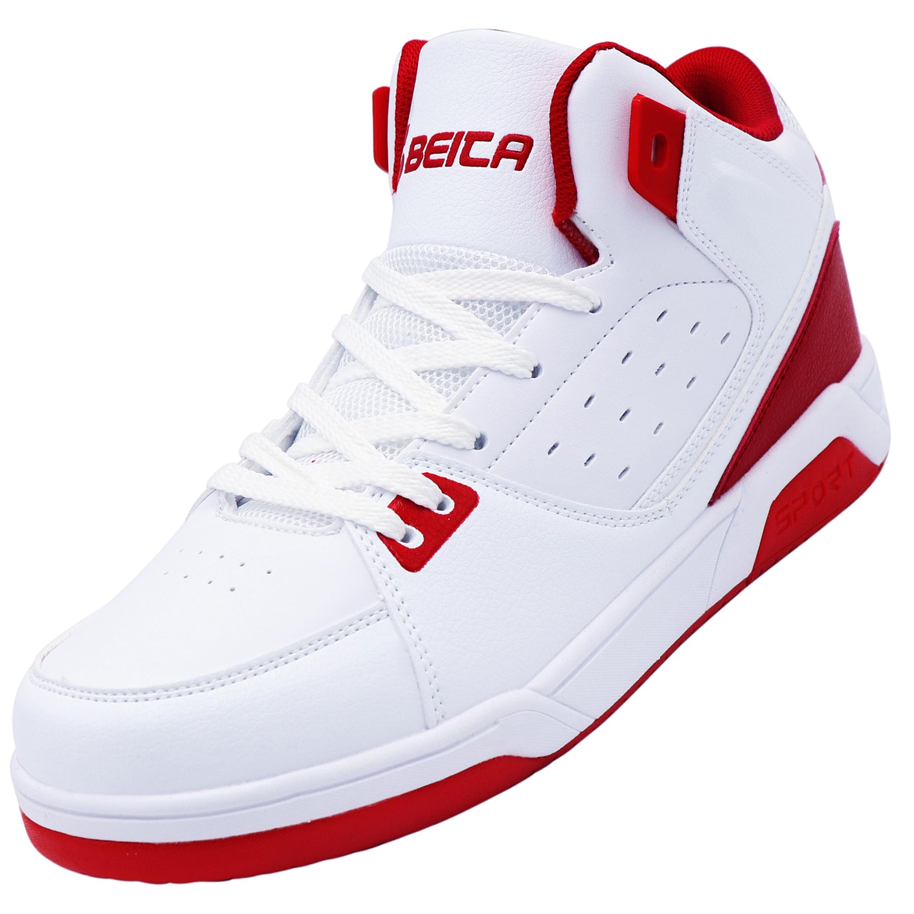 【送料無料】[Beita Sports] 第二代 スニーカー メンズ レデイース キッズ 白 黒 赤 緑 カジュアルシューズ 撥水 快適 クッション性 ハイカット 紐なし 履き易い 通学靴 通勤靴 ローカット 大きいサイズ 色：白赤01、サイズ：24.5 cm