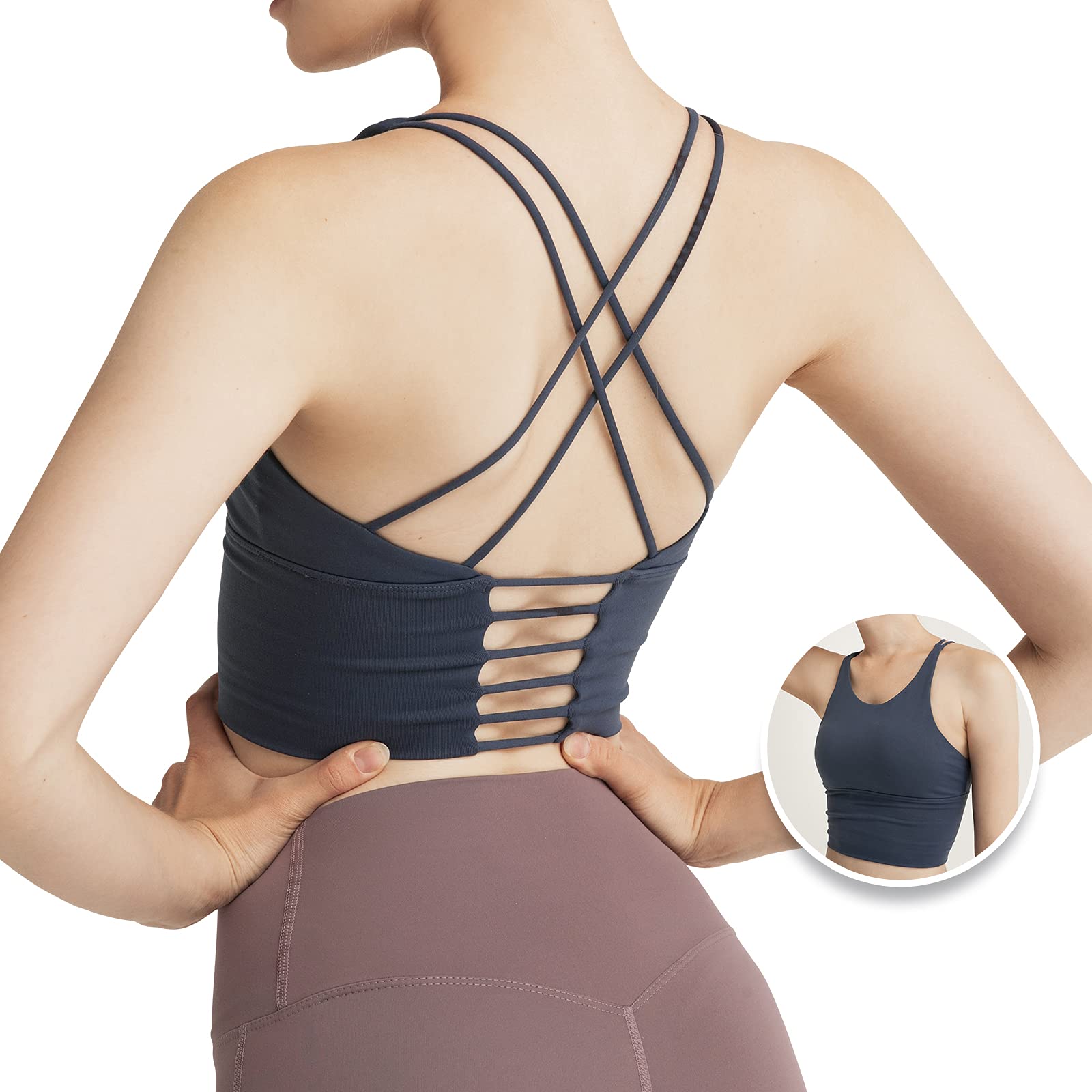 【送料無料】[DynFun] スポーツブラ レディース ノンワイヤー ヨガブラ 美胸 揺れない ストレッチ スポーツブラジャー 抗菌防臭 吸汗速乾 フィットネス ランニング ホットヨガ 色：ネイビー、サイズ：S