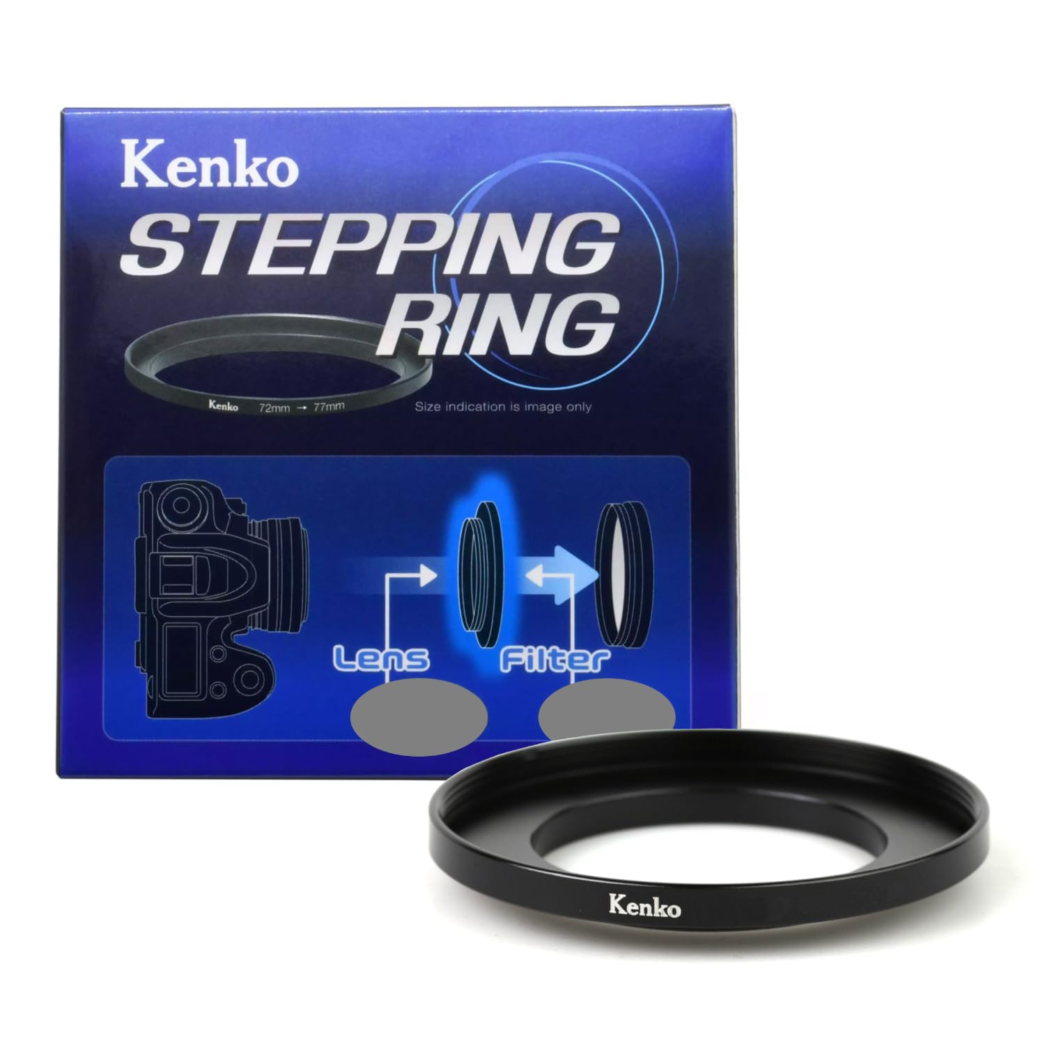 商品情報商品の説明商品紹介 Kenko STEPPING RINGは、口径サイズの異なるレンズとフィルターの間に取り付けて使用するフィルター径変換リングです。 ステップアップリングはレンズよりも口径サイズの大きいフィルターを装着することが可能です。 本製品は、レンズ側: 48mm / フィルター側: 49mmです。パッケージ等表記がすべて英語の「逆輸入モデル」となります。 ご注意（免責）＞必ずお読みください ※に関するお問い合わせはカスタマーサポートにご連絡ください。 ケンコー・トキナーお客様相談室【固定回線】0120-775-818【携帯電話・IP電話】03-6840-3389 ※通話料金はお客様負担です。 もしくは下記のURLの「お問い合わせフォーム」よりお問い合わせください。www.kenko-tokina.co.jp/address.html主な仕様 レンズのフィルター径よりもサイズの大きなフィルターを取り付けるための変換リング。フィルター径48mmのレンズに、49mm径のフィルターを取り付けられるようになります。オス径(レンズ側): 48mmbrメス径(フィルター側): 49mmbr本製品はパッケージ等表記がすべて英語の「逆輸入モデル」となります。
