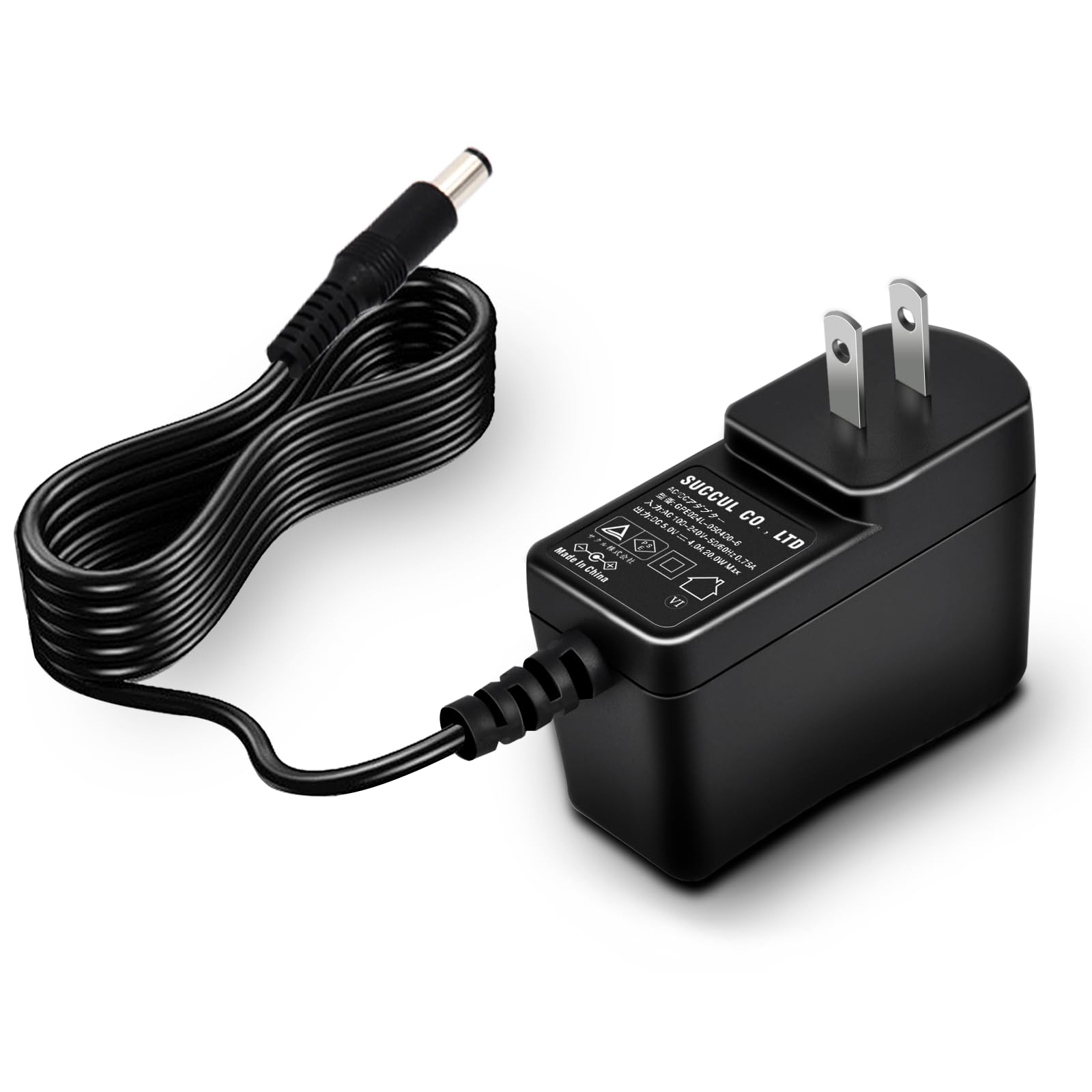 【送料無料】サクル株式会社 SUCCUL 汎用ACアダプター 出力プラグ外径5.5mm(内径2.1mm)PSE取得品 色：5V、サイズ：4Aセンタープラス