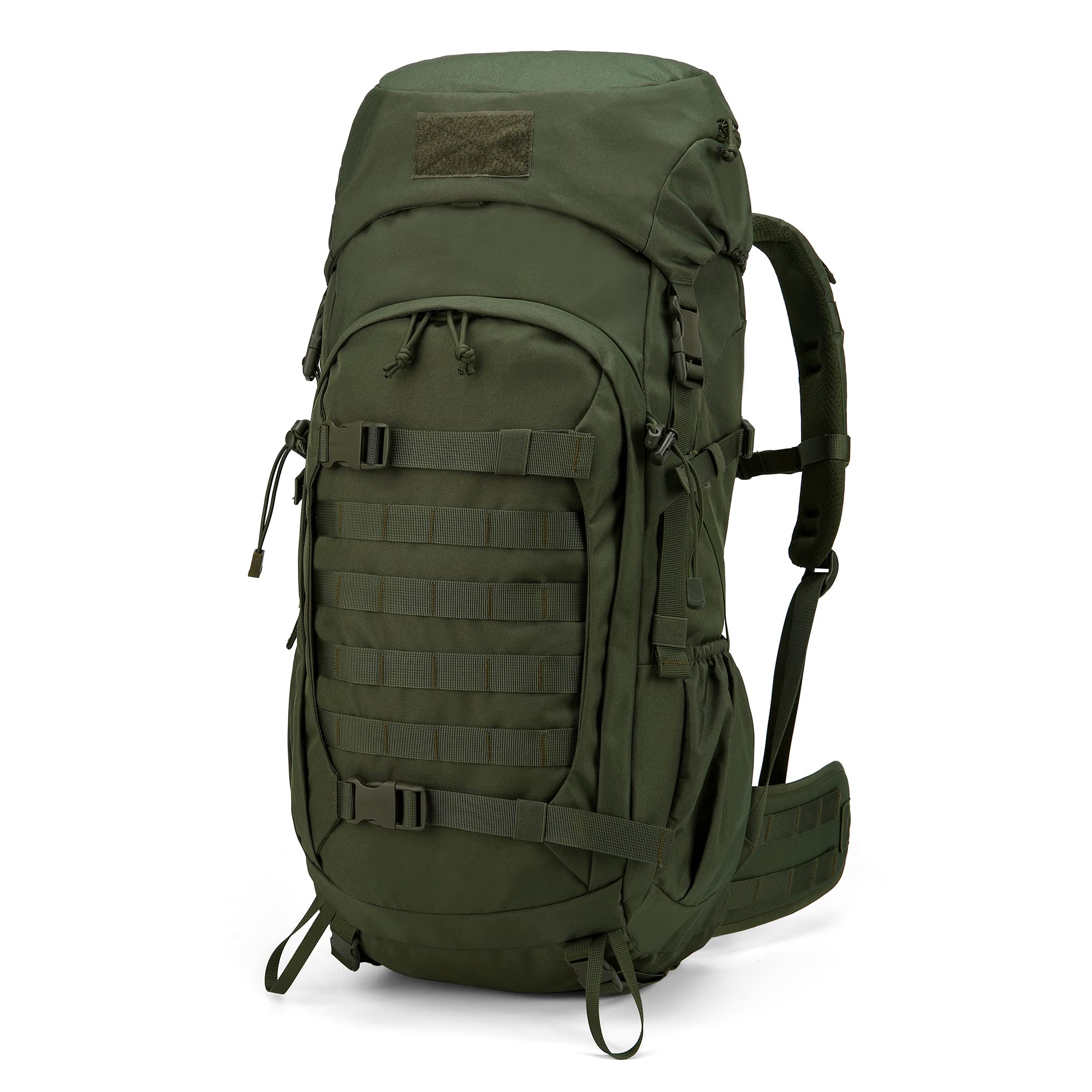 【送料無料】[Mardingtop] 50L バックパック 大容量 レインカバー付 タクティカルリュックサック キャンプ 登山 モールシステム ミリタリーリュック 軍用バッグ サバイバル トレッキング 大型 旅行 防災 色：アーミーグリーン、サイズ：72センチメートル