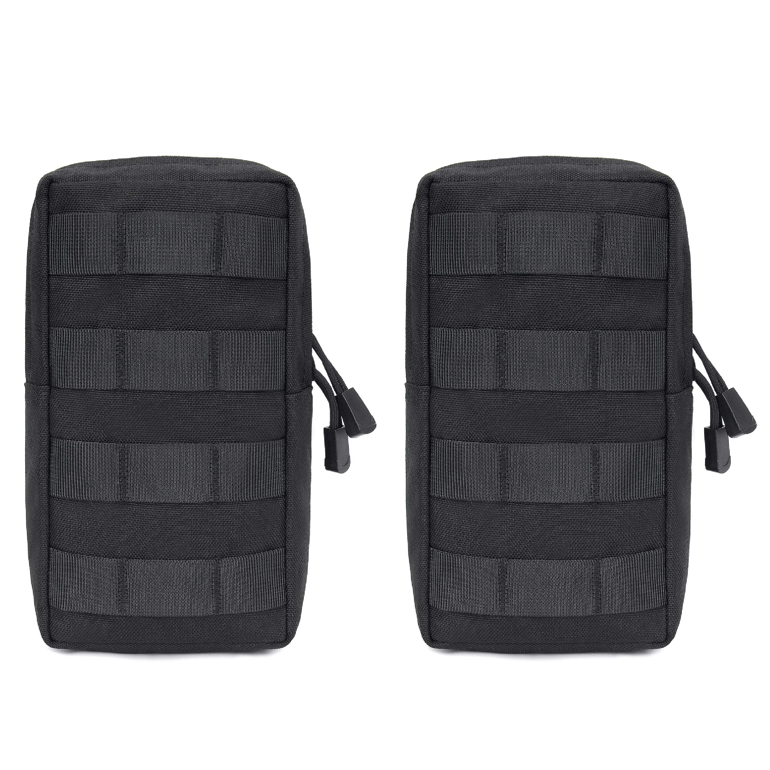 【送料無料】Azarxis Molleポーチ EDCポーチ ユーティリティポーチ 小物・財布・スマホ入れ リュックアクセサリー タクティカル モール対応 サバゲ- 登山 サバイバル 探検 キャンプ アウトドア 色：2個#A_ブラック、サイズ：2点