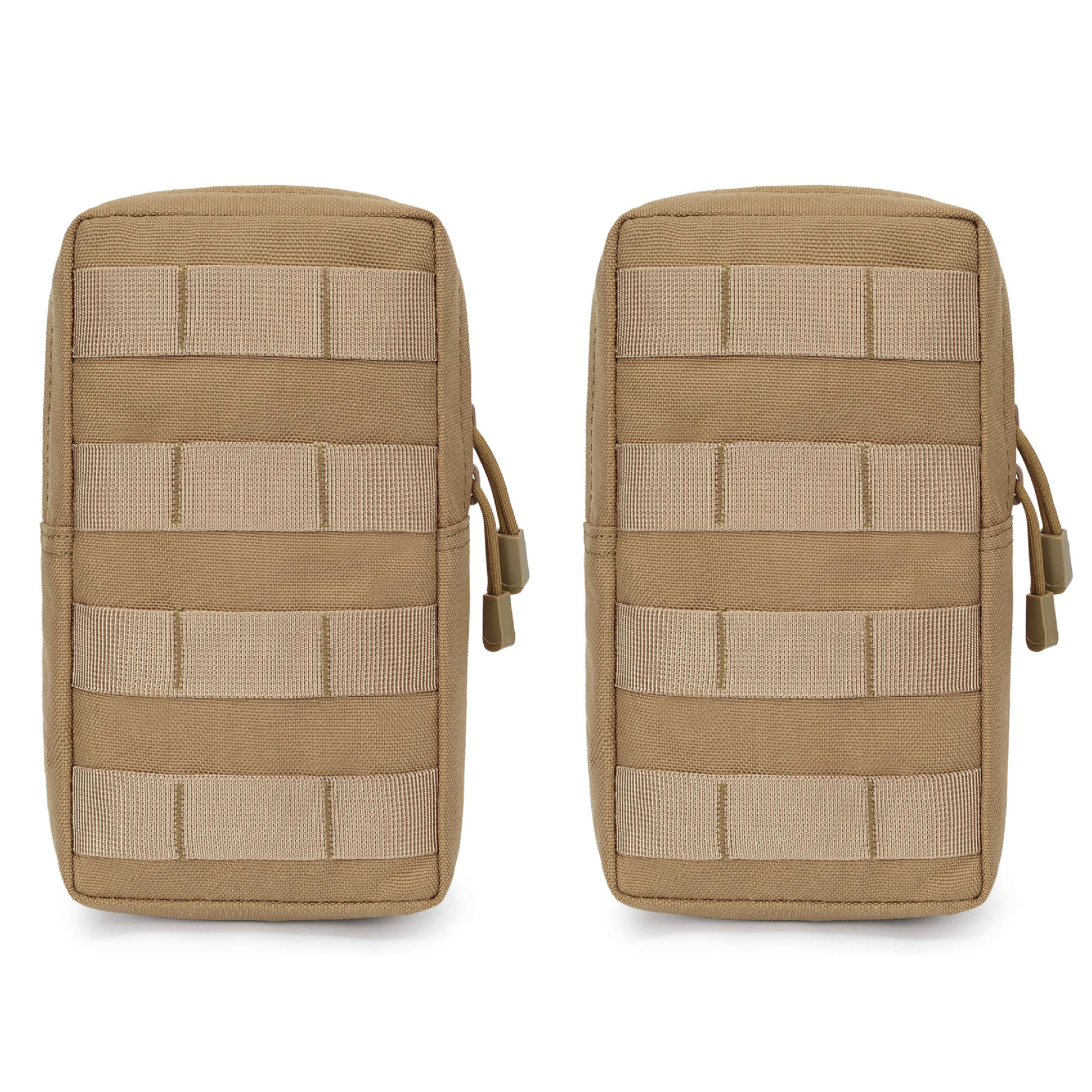 【送料無料】Azarxis Molleポーチ EDCポーチ ユーティリティポーチ 小物・財布・スマホ入れ リュックアクセサリー タクティカル モール対応 サバゲ— 登山 サバイバル 探検 キャンプ アウトドア 色：2個#A_カーキ、サイズ：2点(4.0)