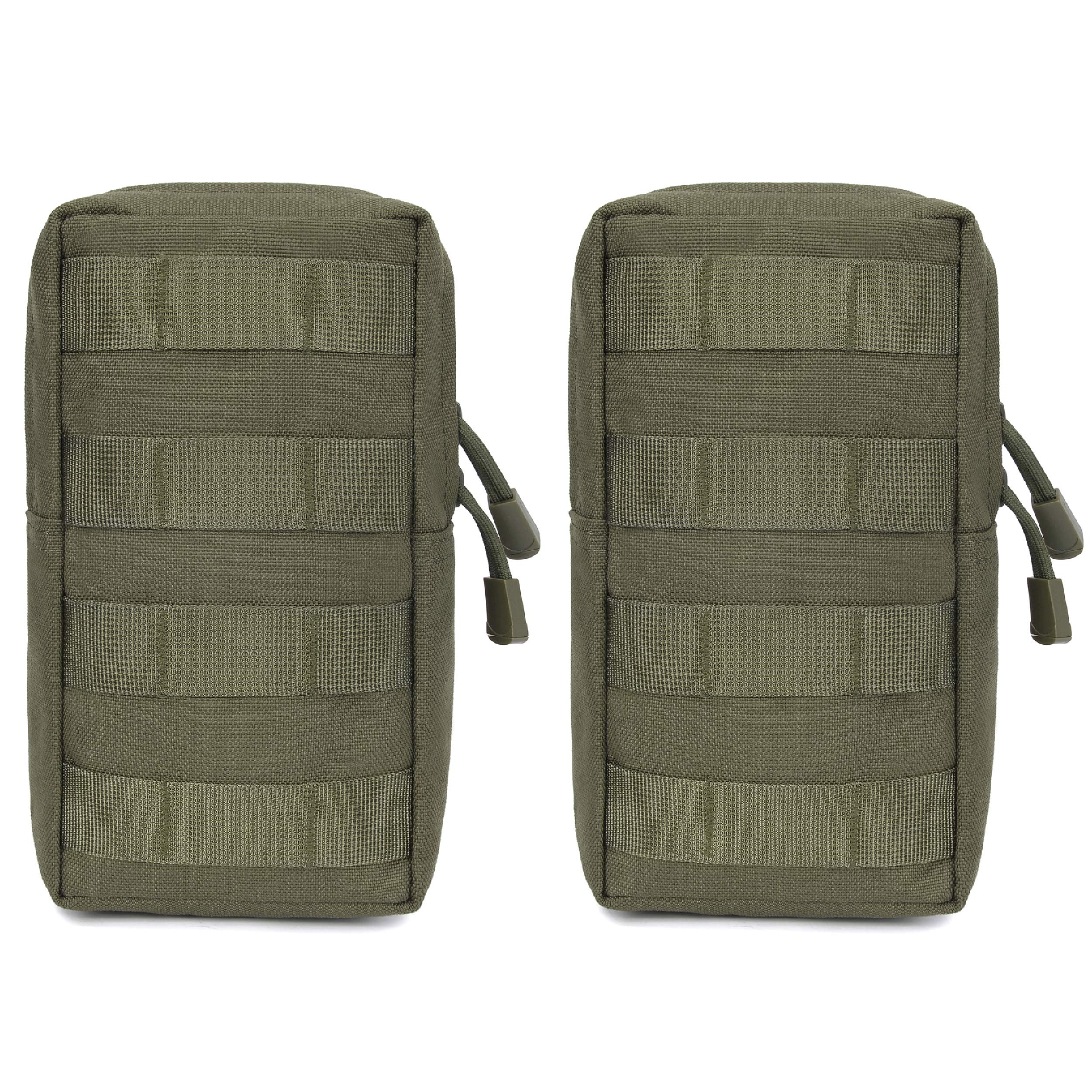 【送料無料】Azarxis Molleポーチ EDCポーチ ユーティリティポーチ 小物・財布・スマホ入れ リュックアクセサリー タクティカル モール対応 サバゲ— 登山 サバイバル 探検 キャンプ アウトドア 色：2個#A_グリーン、サイズ：2点