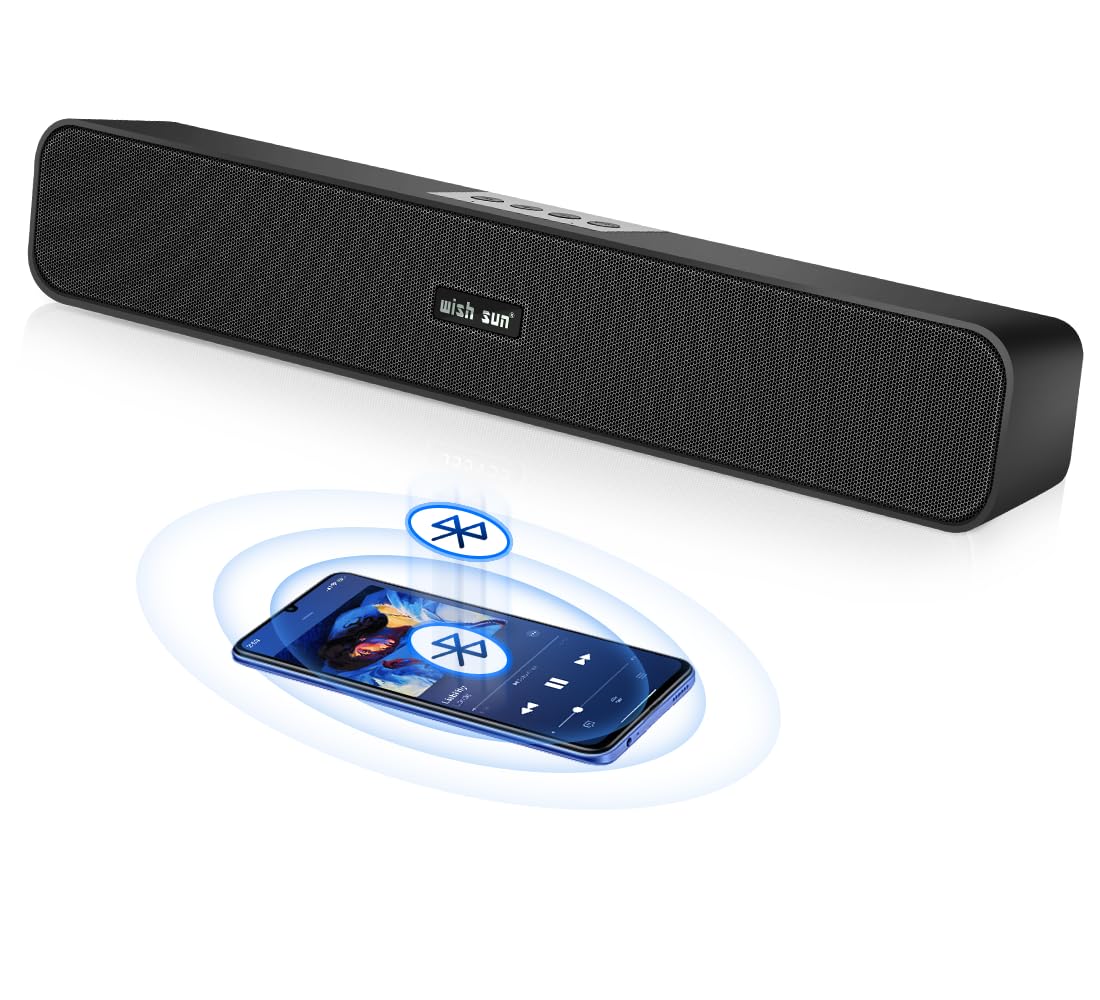 【送料無料】THSGRT PC スピーカー 臨場感 wish sunスピーカー ブルートゥース ワイヤレススピーカー サウンドバー Bluetooth5.0 大音量 強化された低音 テレビ/パソコン/スマホ対応 コンパクト USB給電 AUX接続 長時間連続再生を実現 色：ブラック、サイズ：Type 3