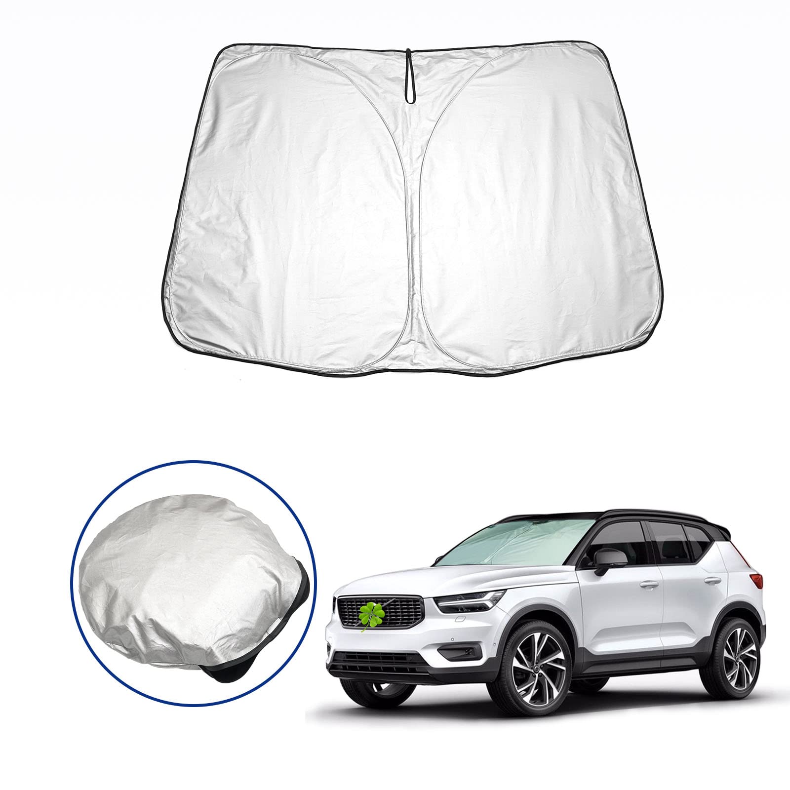 【送料無料】【RUIYA】BMW フロントガラス用 サンシェード 日よけ 日差しカット コンパクト収納 車種専用設計 色：シルバー、サイズ：ボルボ XC40