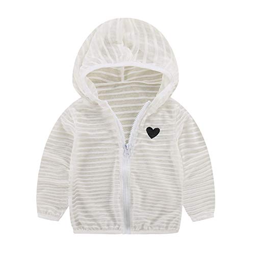 【送料無料】[SATiNU] 子供服 UVパーカー 男女 日よけパーカー 夏 子供服ラッシュパーカーラッシュガードフード付 夏秋虫除け日焼け対策 色：ホワイト、サイズ：120