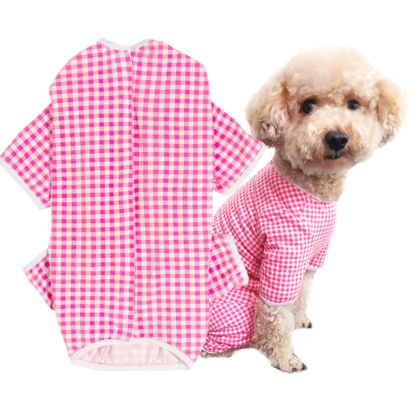 【送料無料】KUVEELA PET 術後服 ヒップパンツ 生理パンツ 保護服 雄雌兼用 避妊 オス去勢向き 離乳 傷口保護 皮膚病 通気 小型犬 中型犬 色：ピンク格子、サイズ：XS