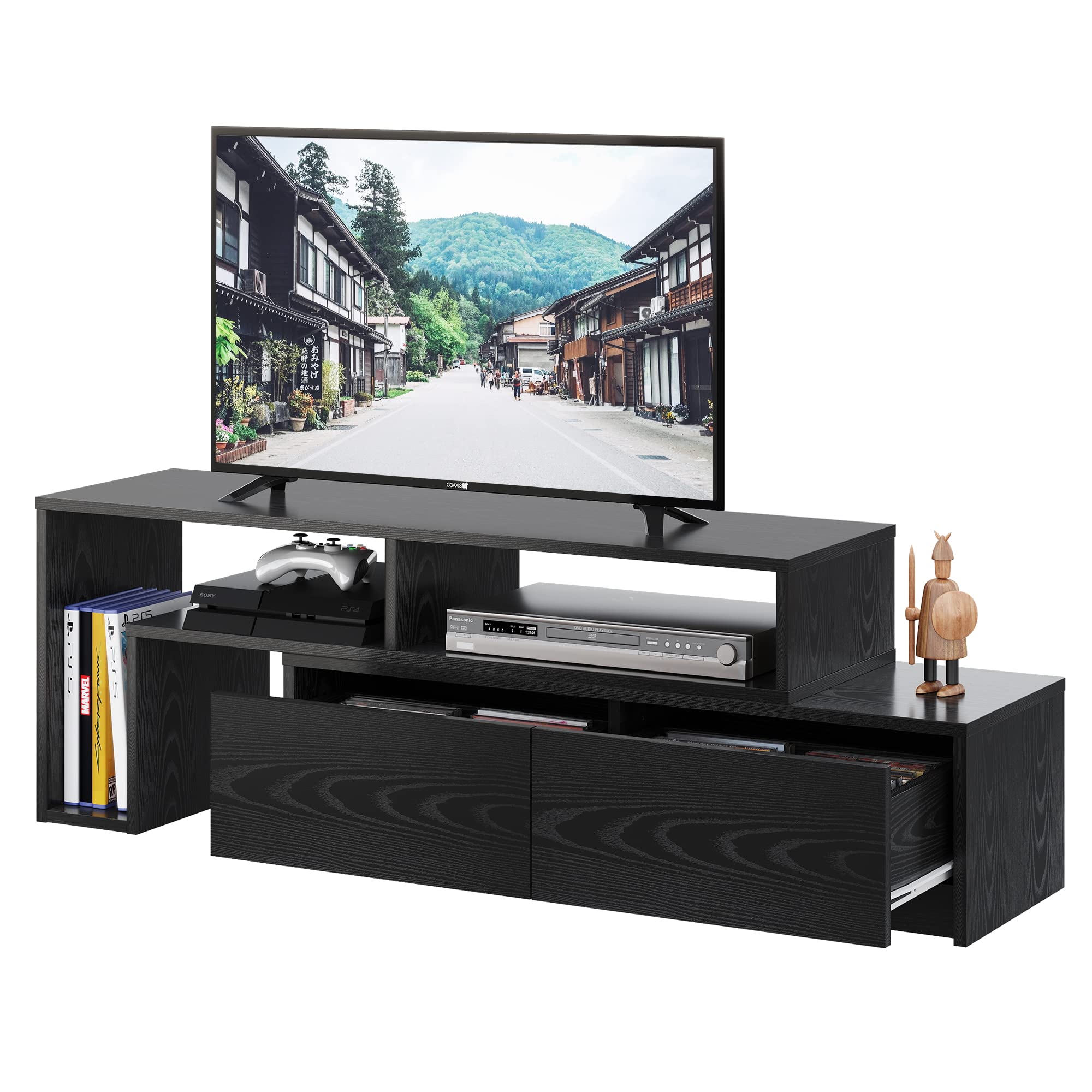 【送料無料】WLIVE テレビ台 ADSG605 色：ブラック、サイズ：幅103-187x奥行30x高さ40cm