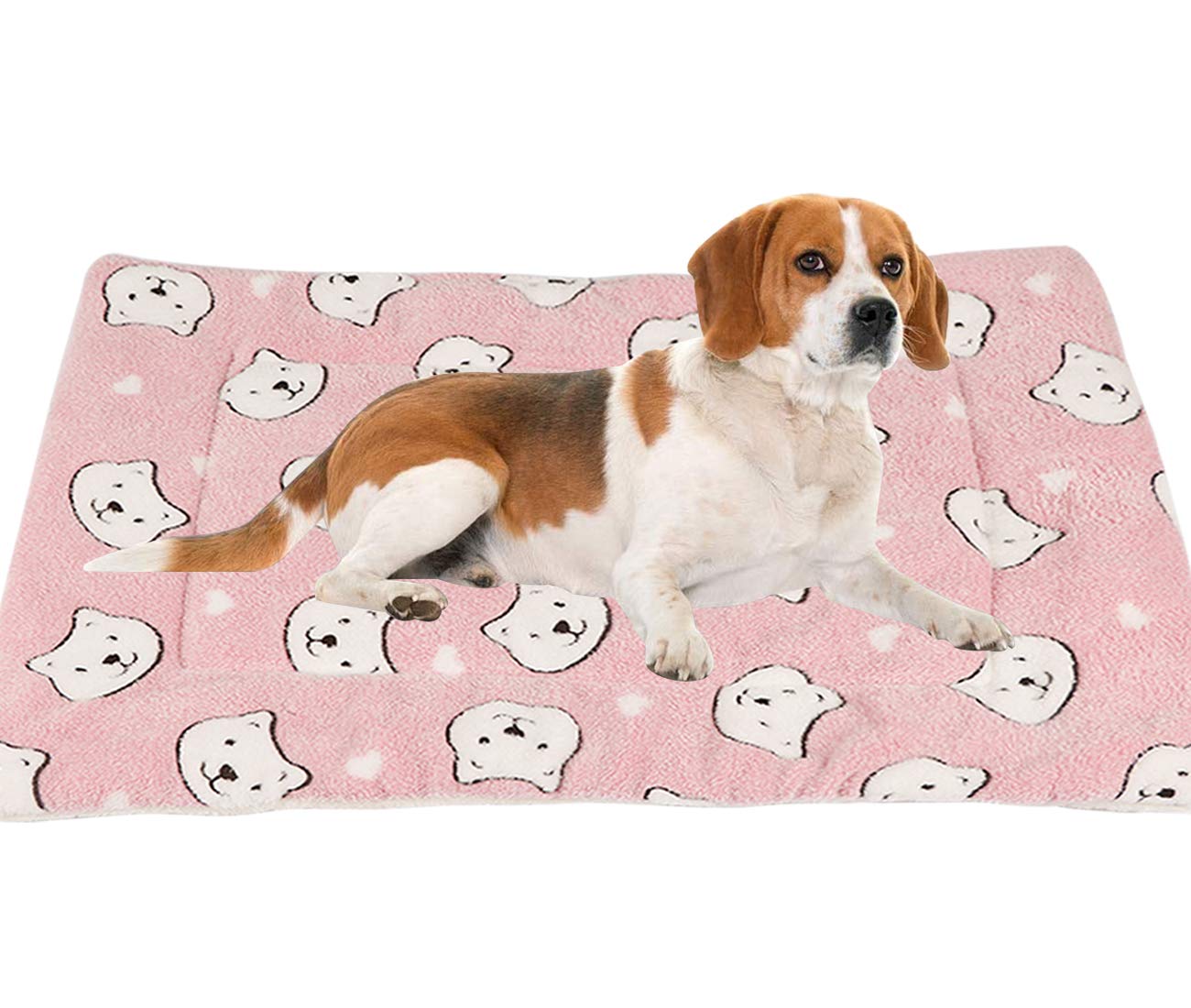 【送料無料】Bidason ペットクッション ペット マット ふわふわ あったか 犬マット スクエア型 ペットベッド 洗える 可愛い 保温布団 小中大型犬用 柔らかい ぐっすり眠る 快適 寒さ対策 ペット用ソファー サイズ選択可 色：ピンク 1、サイズ：32x25センチメートル (x 1)