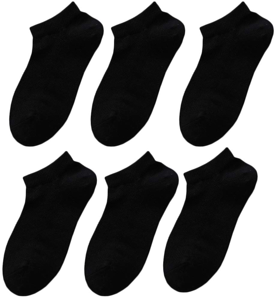 【送料無料】[InSomila] [インソミラ] 第2世代 スクールソックス キッズ 子供 靴下 男の子 女の子 6足組 メッシュ くるぶしソックス 夏 ジュニア かわいい スポーツ 無地 スニーカーソックス 黒 白 色：ブラック、サイズ：2022cm