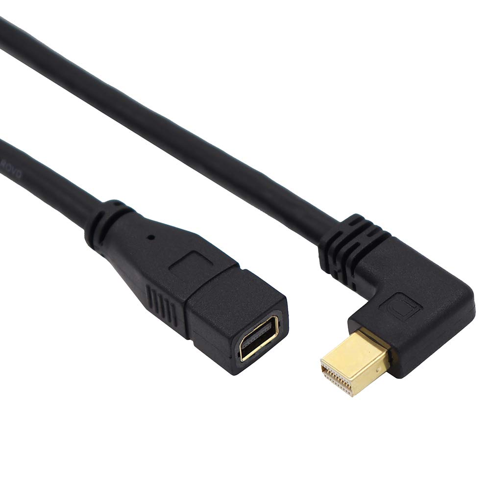 【送料無料】ViViSun Mini DP延長ケーブル Mini Displayport to Mini Displayport 延長ケーブル オスtoメス 金メッキ 左右上下90°L型 4Kx2K対応 色：Black、サイズ：右L