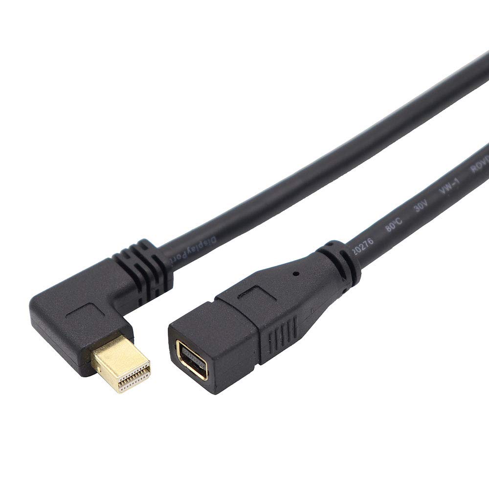 【送料無料】ViViSun Mini DP延長ケーブル Mini Displayport to Mini Displayport 延長ケーブル オスtoメス 金メッキ 左右上下90°L型 4Kx2K対応 色：Black、サイズ：左L
