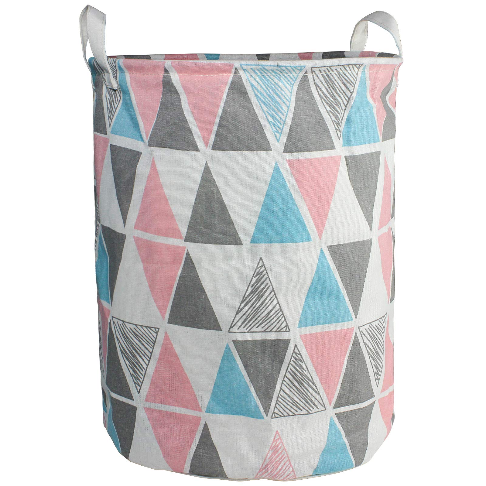 【送料無料】DUOFIRE ランドリーバスケット 洗濯かご ランドリー バスケット 折り畳み 綿麻生地 大容量 雑貨収納ボックス 折り畳み式収納ボックス 色：多色の三角、サイズ：直径35cmx高さ45cm