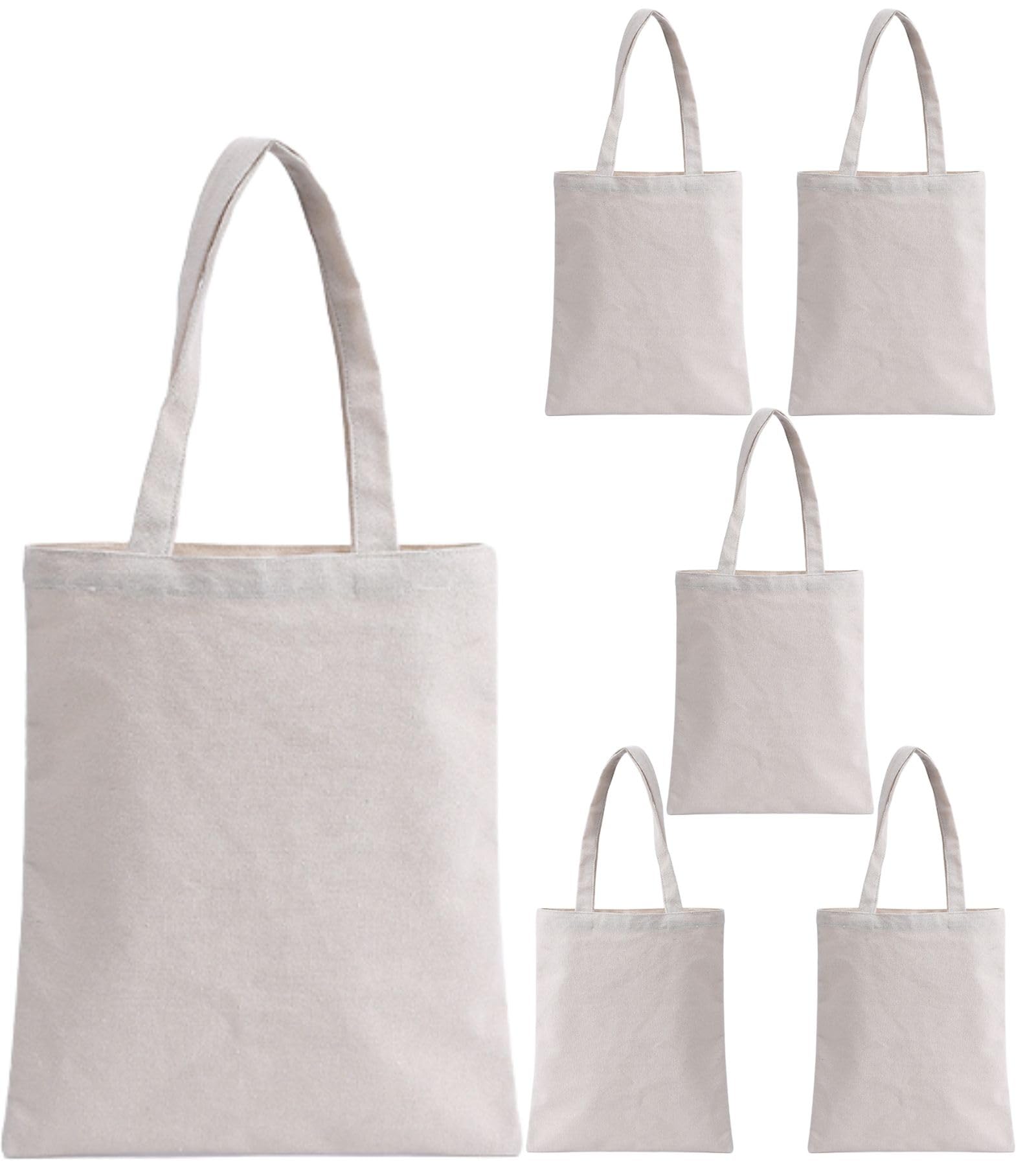 【送料無料】[A'sTool] 帆布 トートバッグ 手提げ袋 無地 5枚セット B5 A4 B4 サイズ エコバッグ 色：ホワイト、サイズ：B5対応サイズ