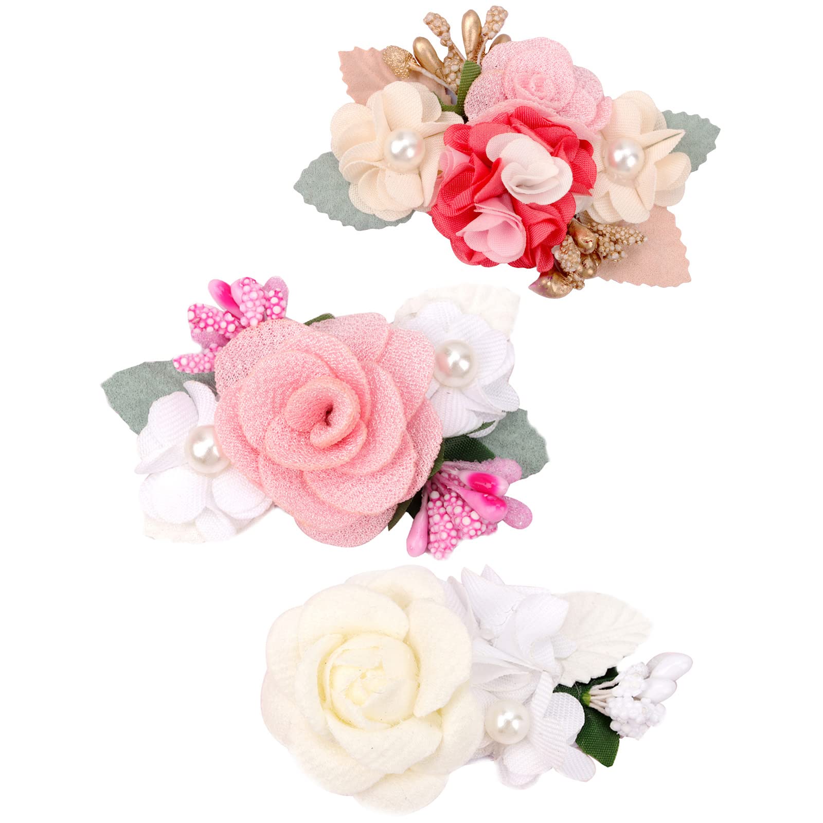 【送料無料】BIANHUAN ベビー ヘアクリップ 赤ちゃん キッズ 女の子 ヘッドドレス クリップ 七五三 髪飾り ヘアアクセサリー 成人式 ひな祭り 花 3点セット 色：カラフルA