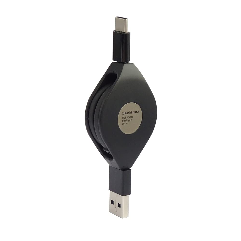 【送料無料】カシムラ コンパクト リールケーブル ELECTRONIC_CABLE 色：ブラック/強靭タイプ