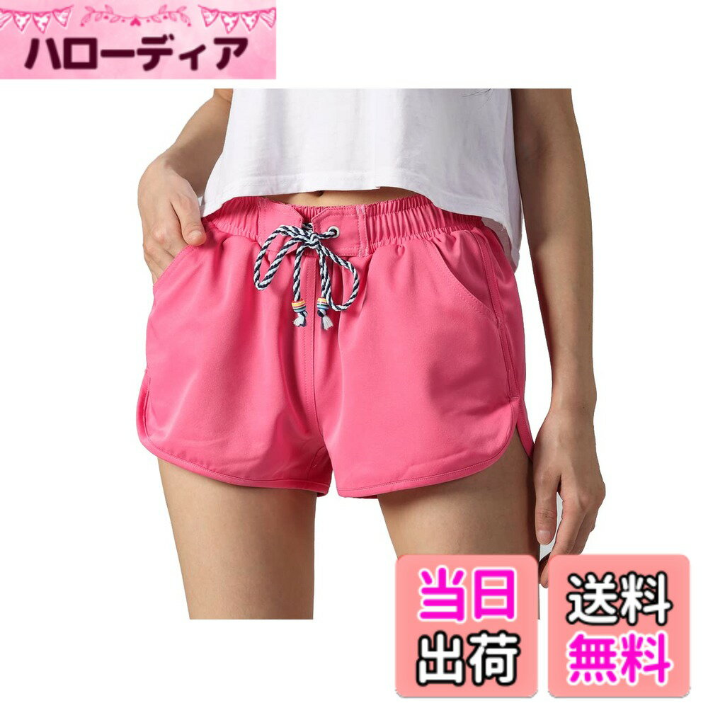 【送料無料】[MeadowTom] ビーチパンツ サーフパンツ メンズ レディンス 子供 カップルペアルック 親子お揃い 海水パンツ ボードショーツ スイムウェア 水陸両用 速乾水着 UPF50+ UVカット99.9％ 色：レディース ピンク、サイズ：L