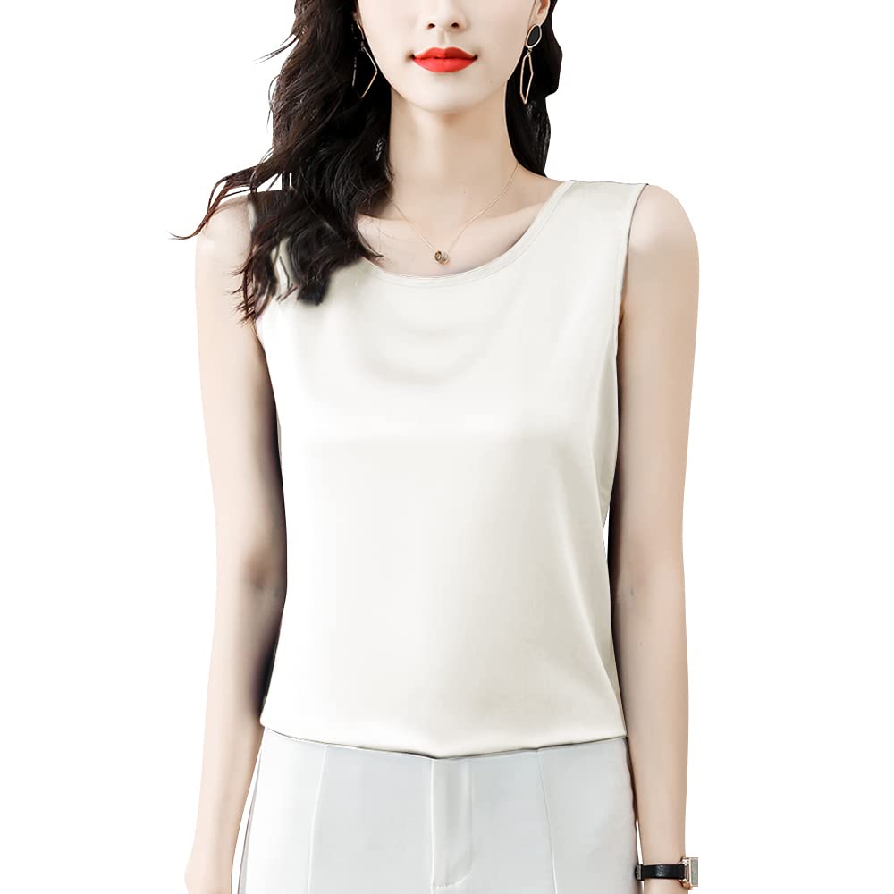 【送料無料】[Phorecys] タンクトップ レディース サテン ブラウス シルク ノースリーブ キャミソール ..