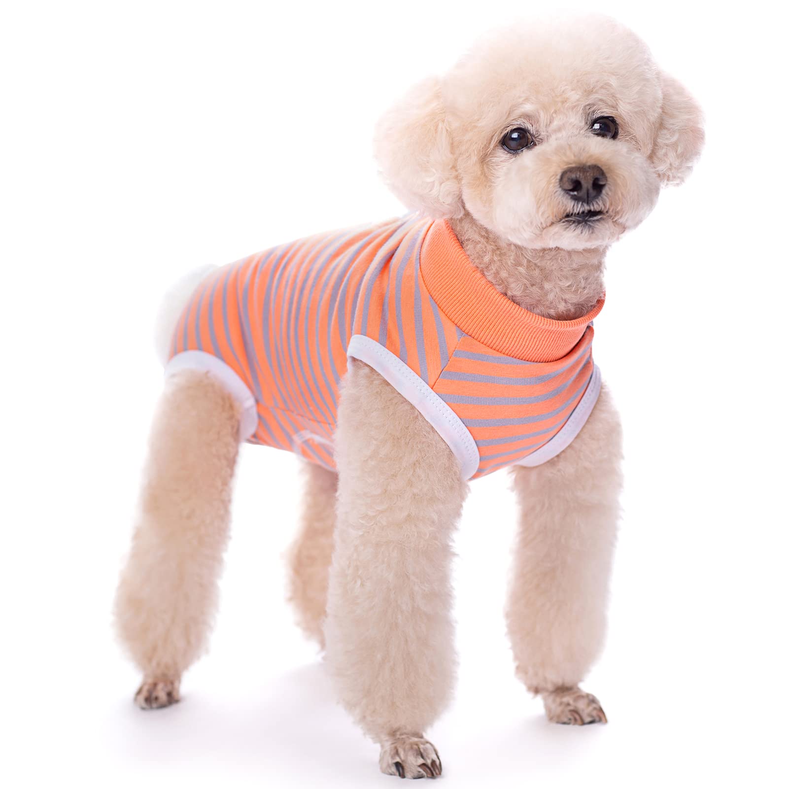 【送料無料】KUVEELA PET 術後服 犬服 猫 犬術後服 術後ウェア 術後カバー服 保護服 介護服 避妊 離乳 傷口保護 皮膚病 小型犬 中型犬 色：オレンジ＋グレー、サイズ：XS