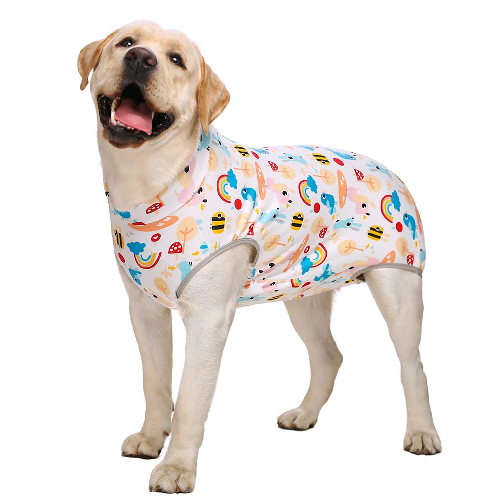 【送料無料】恐竜KUVEELA PET 術後服 犬服 犬術後服 術後ウェア 術後カバー服 保護服 介護服 避妊 離乳 傷口保護 皮膚病 大型犬 中型犬 色：虹、サイズ：XL