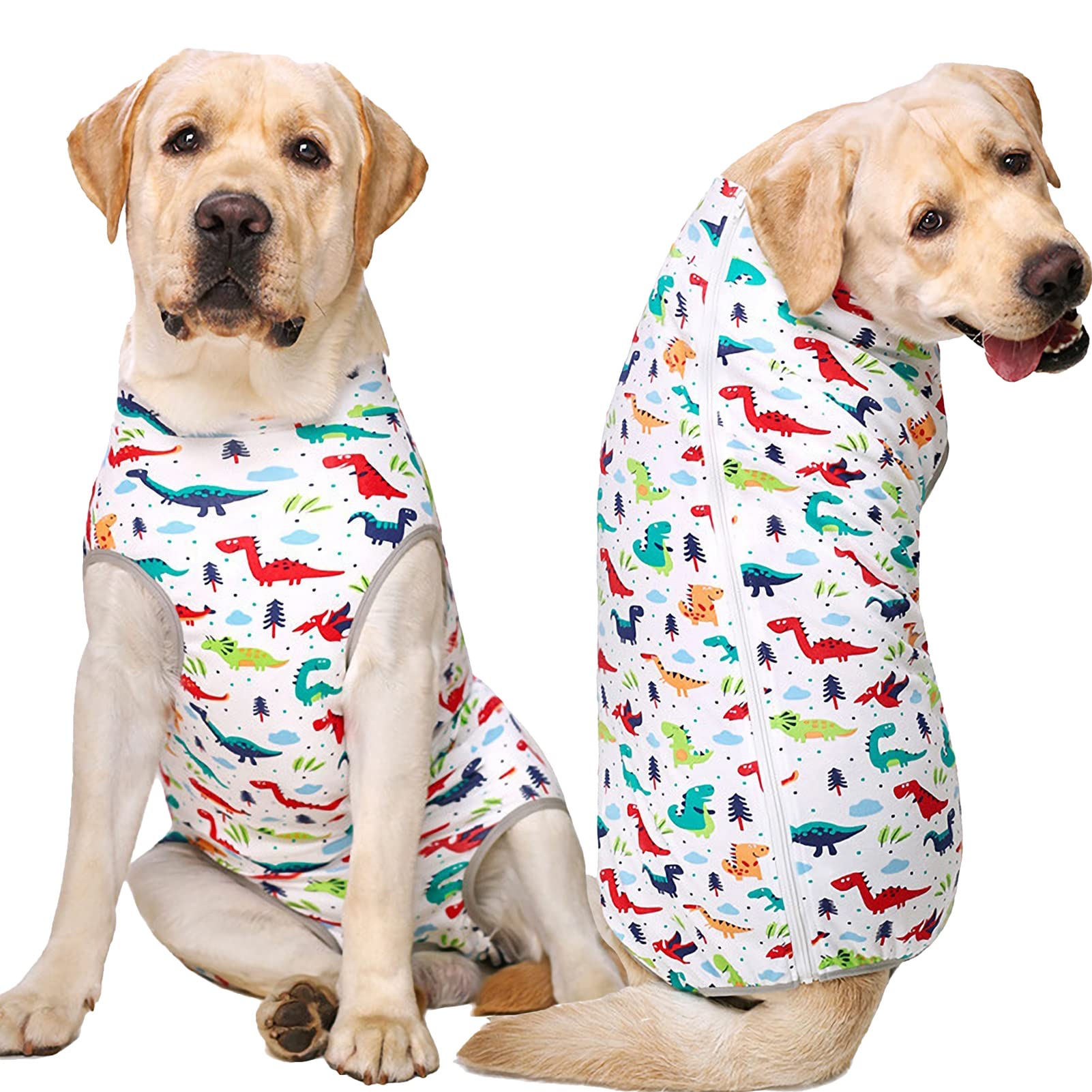 【送料無料】恐竜KUVEELA PET 術後服 犬服 犬術後服 術後ウェア 術後カバー服 保護服 介護服 避妊 離乳 傷口保護 皮膚病 大型犬 中型犬 色：恐竜、サイズ：5L