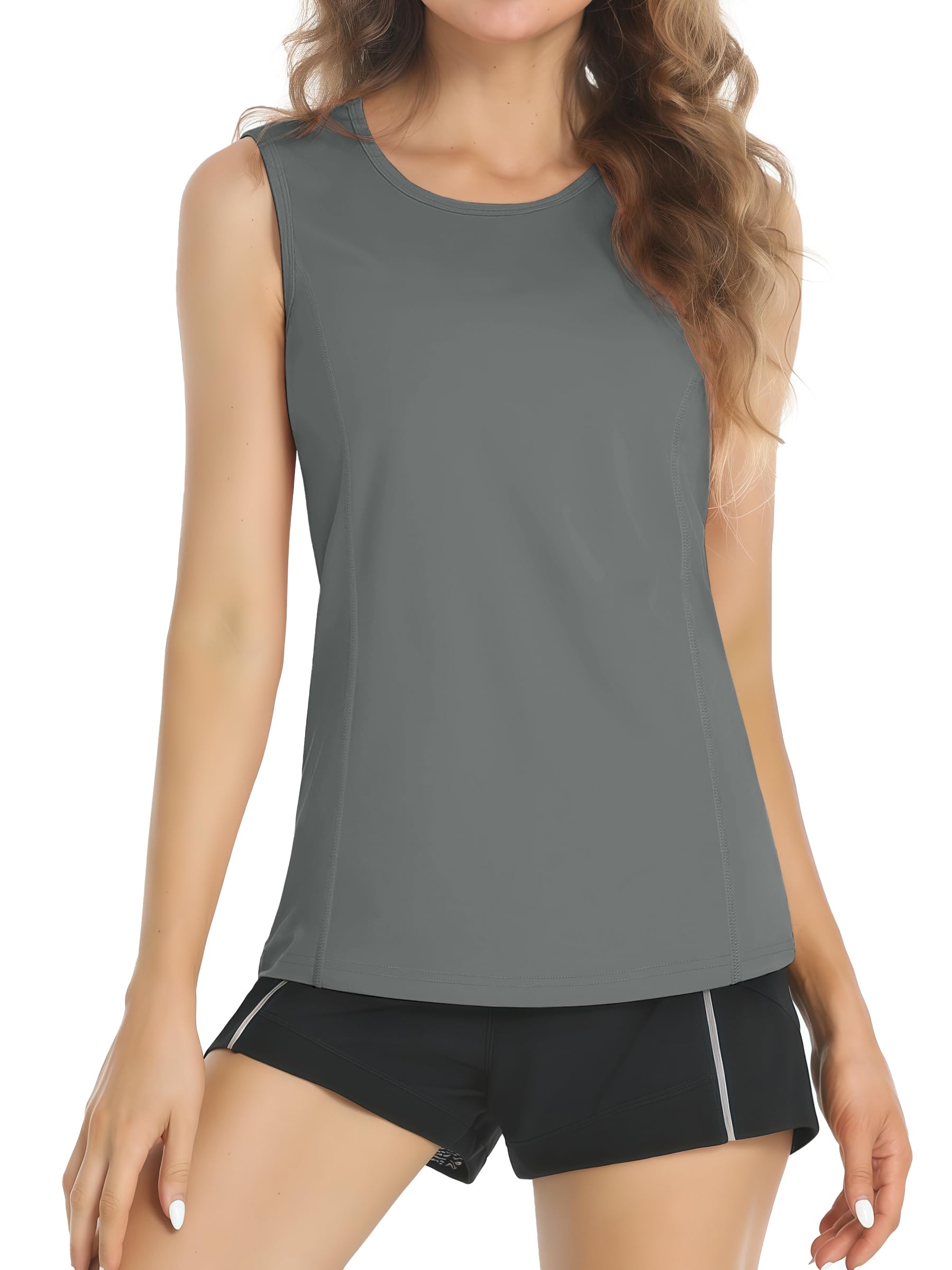 【送料無料】[KEFITEVD] タンクトップ レディース 大きいサイズ ノースリーブシャツ UPF80+ 吸汗速乾 ..