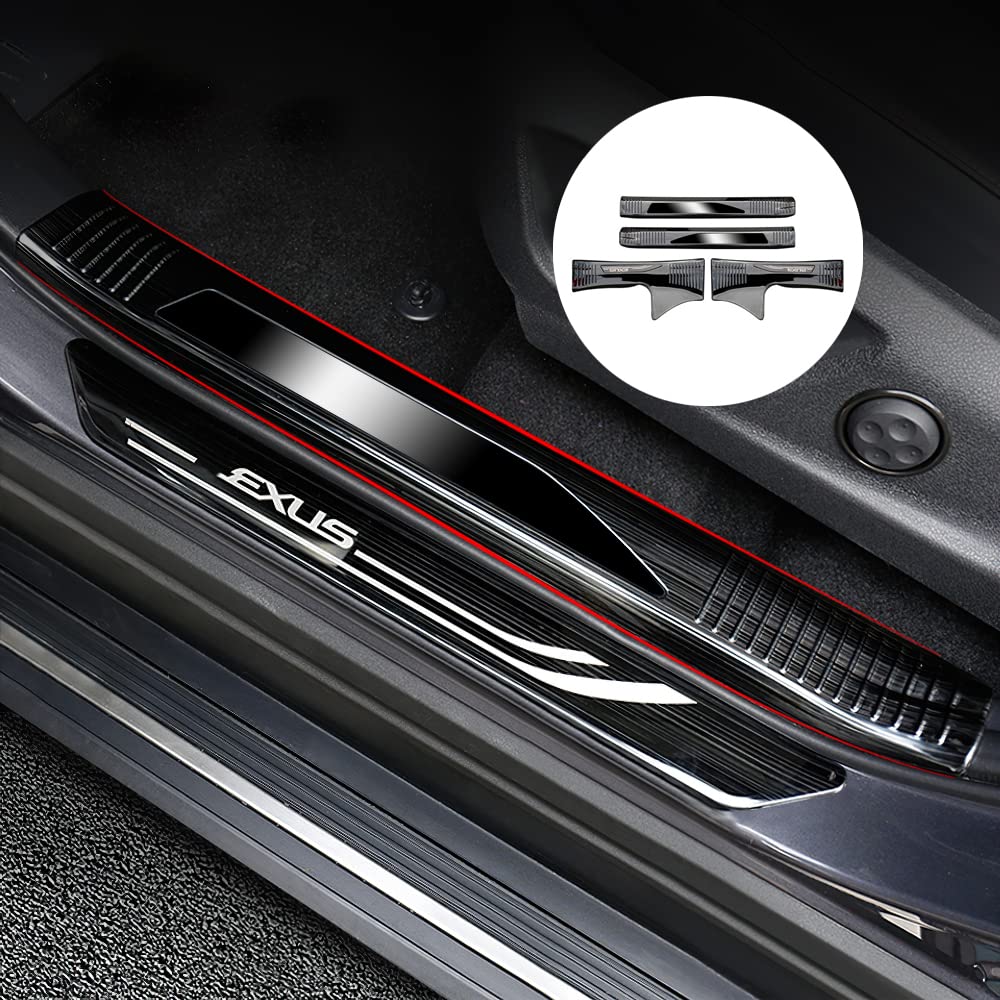 【送料無料】Onami レクサス ドアシルプレート インサイド サイドステップ アウトサイド インテリアパネル 新型 LEXUS 20系 NX250 ステンレス 色：ブラックヘアライン&インサイド