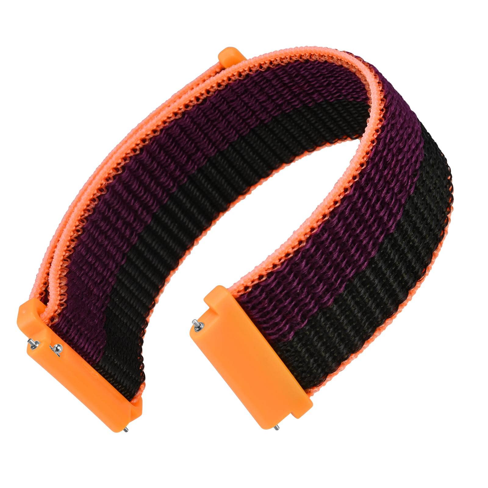 【送料無料】[WOCCI] 腕時計バンド 16mm 18mm 19mm 20mm 21mm 22mm 24mmマジックテープナイロンベルト Quick Release ループベルト 色：ストライブオレンジ、サイズ：22mm