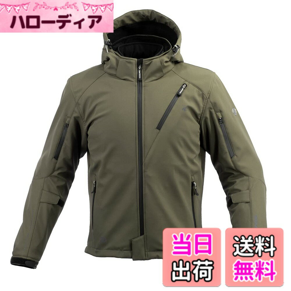 Rakuten - 【送料無料】[コミネ] バイク用 プロテクトソフトシェルウィンターパーカ-イフ JK-579 JK-5791 JK-5792 JK-5793 秋冬春向け 防寒 CE規格レベル2 CE規格 ストレッチ素材 防風 プロテクター 色：Neo Olive、サイズ：XL