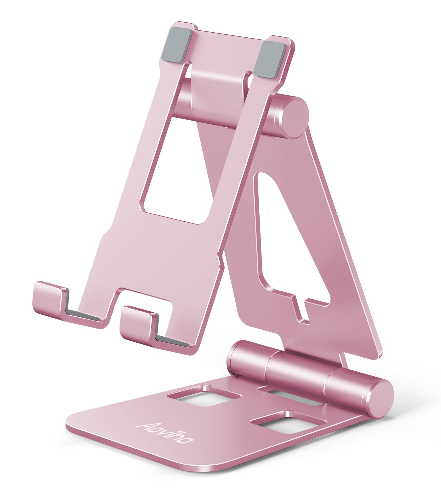 【送料無料】スマホスタンド ホルダー 折り畳み -Aoviho- 携帯電話卓上スタンド タブレット携帯兼用 旅行用 角度調整可能 二箇所回転軸 大型 両手解放smartphone stand持ちやすい　充電スタンド　散熱　ipad全機種 iPhone 14 13 Pro Max Mini 12 11 色：ローズゴールド