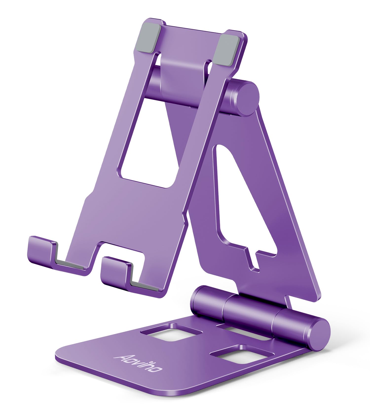 【送料無料】スマホスタンド ホルダー 折り畳み -Aoviho- 携帯電話卓上スタンド タブレット携帯兼用 旅行用 角度調整可能 二箇所回転軸 大型 両手解放smartphone stand持ちやすい　充電スタンド　散熱　ipad全機種 iPhone 14 13 Pro Max Mini 12 11 XR 色：紫 パープル
