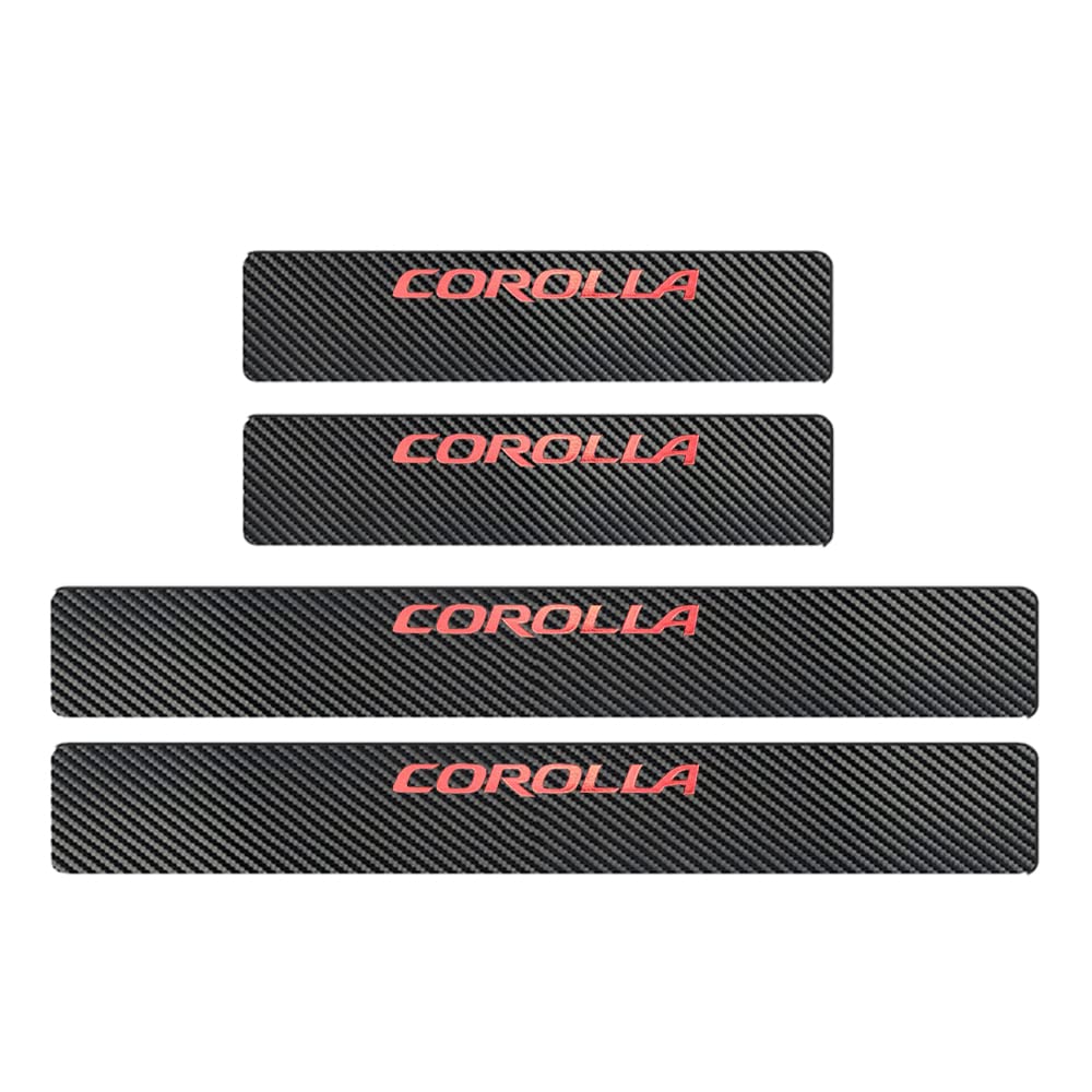 【送料無料】【BOYOUS最新型】スバル フォレスター SJ系 SK系 専用 スカーボン調の革 スカッフプレート・サイドステップ 金箔ホットプレスロゴ 車用内装パーツ 防キズ 防汚れ 4点セット 色：レッド