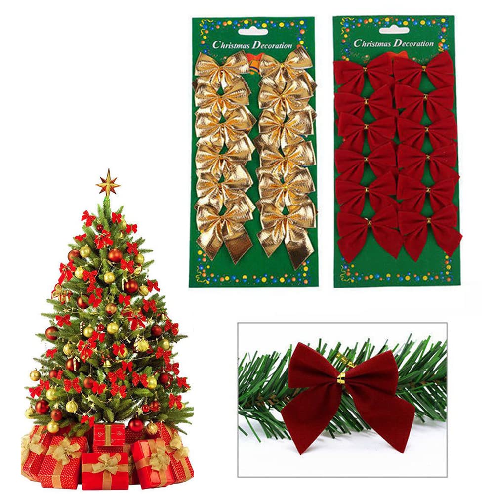 【送料無料】JunyueLiang クリスマスツリー星 ツリートップ 星 スター 飾り ツリートップスター オーナメント おしゃれ クリスマス飾り 色：蝶結び-赤＋金