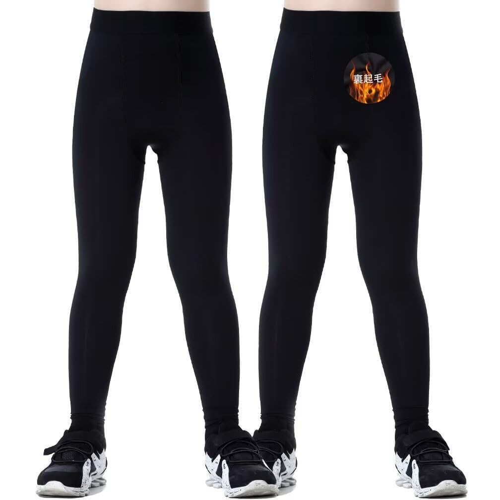 【送料無料】[Muxuryee] スポーツタイツ 裏起毛 ジュニア 野球 インナースパッツ キッズ レギンス コンプレッションタイツ スポーツインナー 子供 スキーウェア サッカー インナー アンダーウェア [UVカット・吸汗速乾] 色：ブラック/グレー*2枚セット、サイズ：160