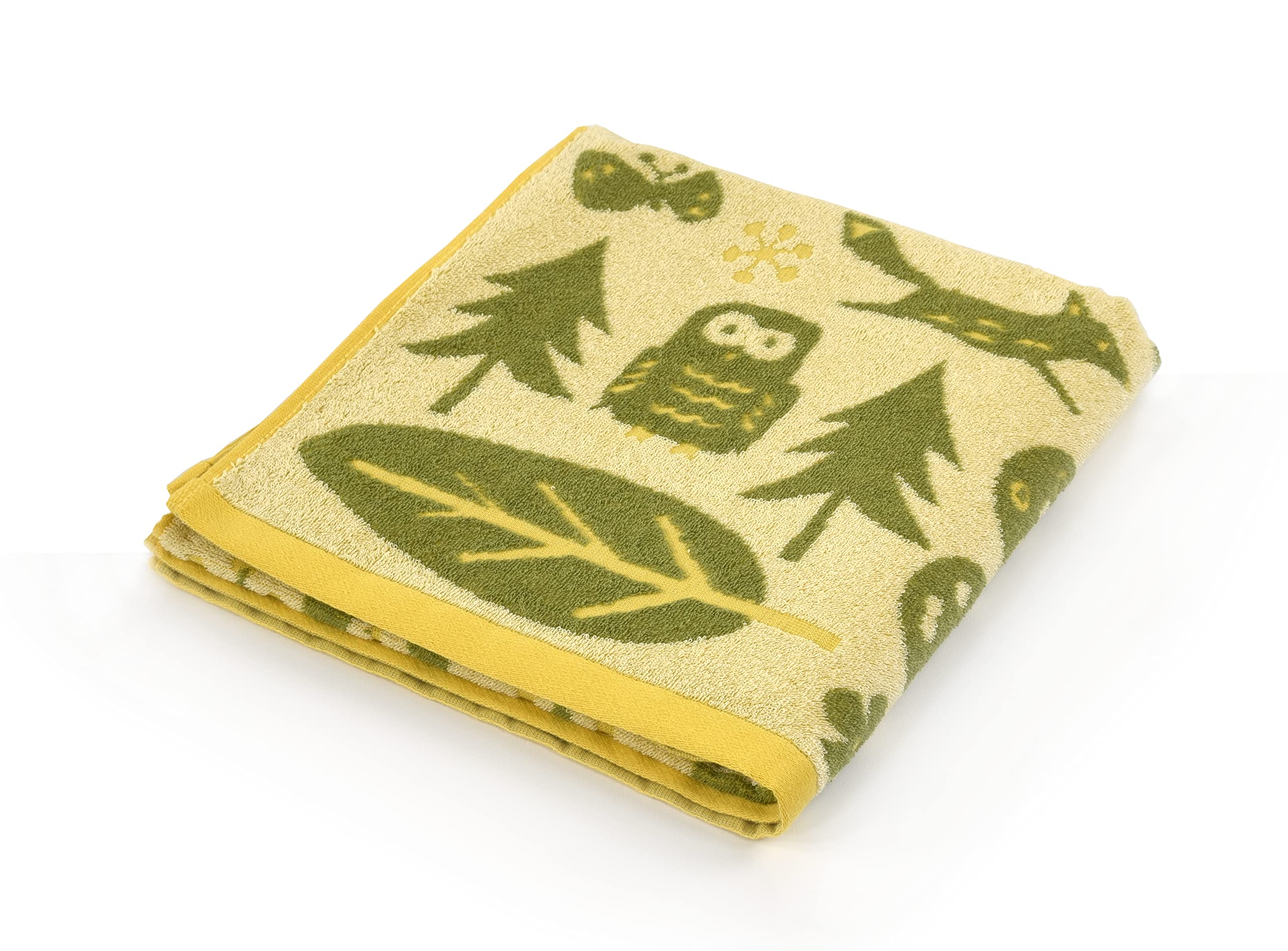 【送料無料】Kosugizen フレンド 北欧調のアニマルモチーフ 色：イエロー、サイズ：01 バスタオル