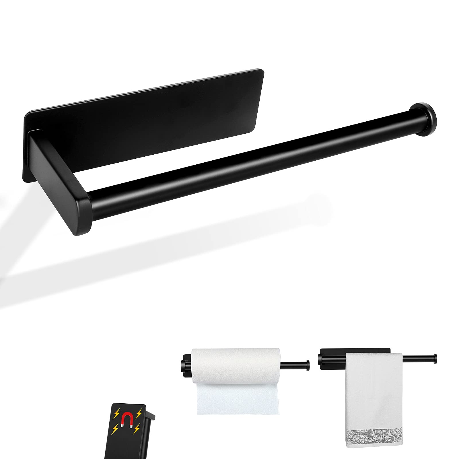 【送料無料】マグネット タオル掛け 色：ブラック、サイズ：30cm-マグネット