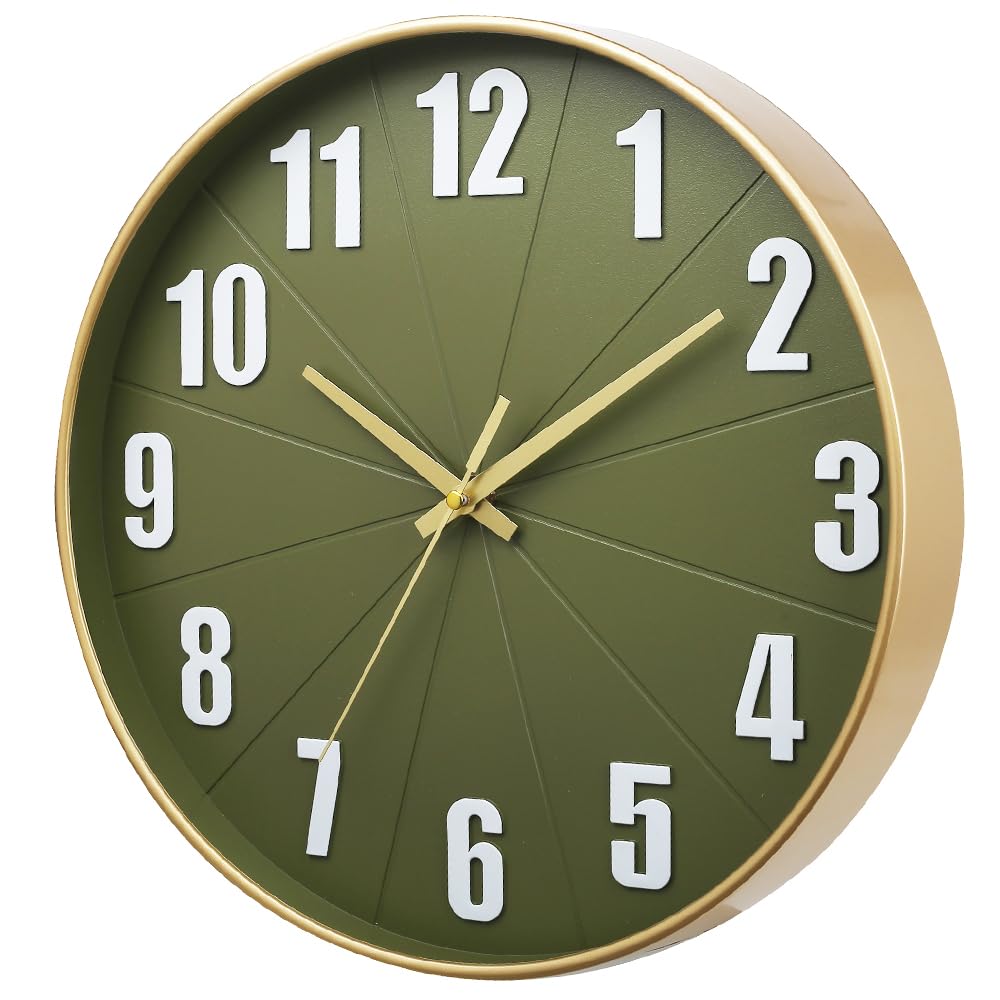 【送料無料】HZDHCLH 掛け時計 おしゃれ 連続秒針 静音 壁掛け時計 色：ライトグリーン