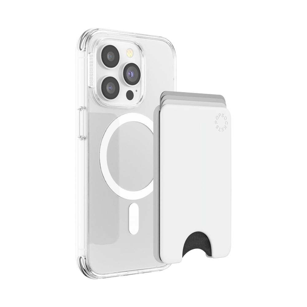 【送料無料】PopSockets Adhesive Minimalist Slim Phone Wallet, Phone Card Holder, Wireless Charging Compatible, Wallet Without Grip 色：ホワイト、サイズ：S
